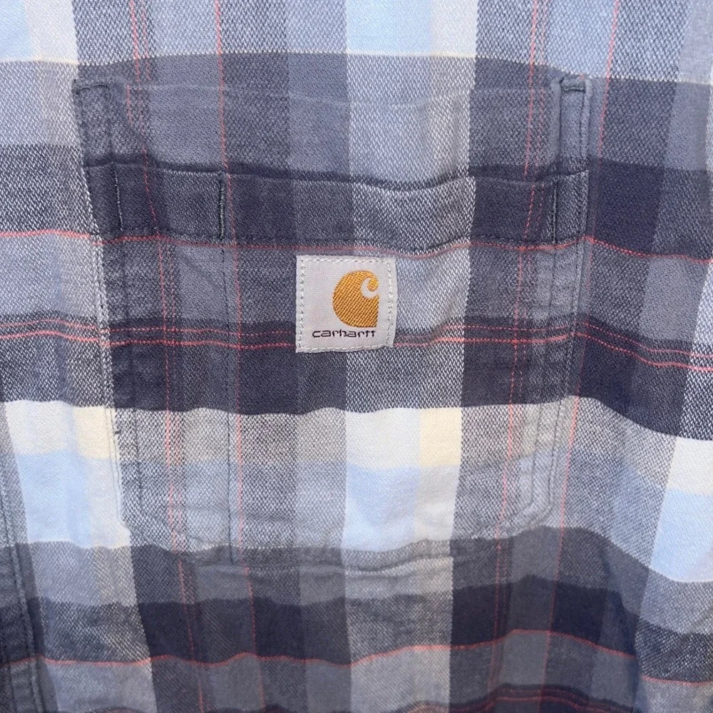 Carhartt Men's Rugged Flex Relaxed Fit Plaid Flannel Shirt XL Blue Grey 104909